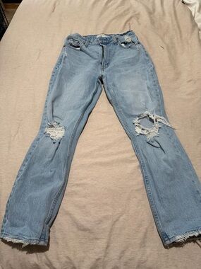 Abercrombie & Fitch Light Wash Distressed Boyfriend Jeans